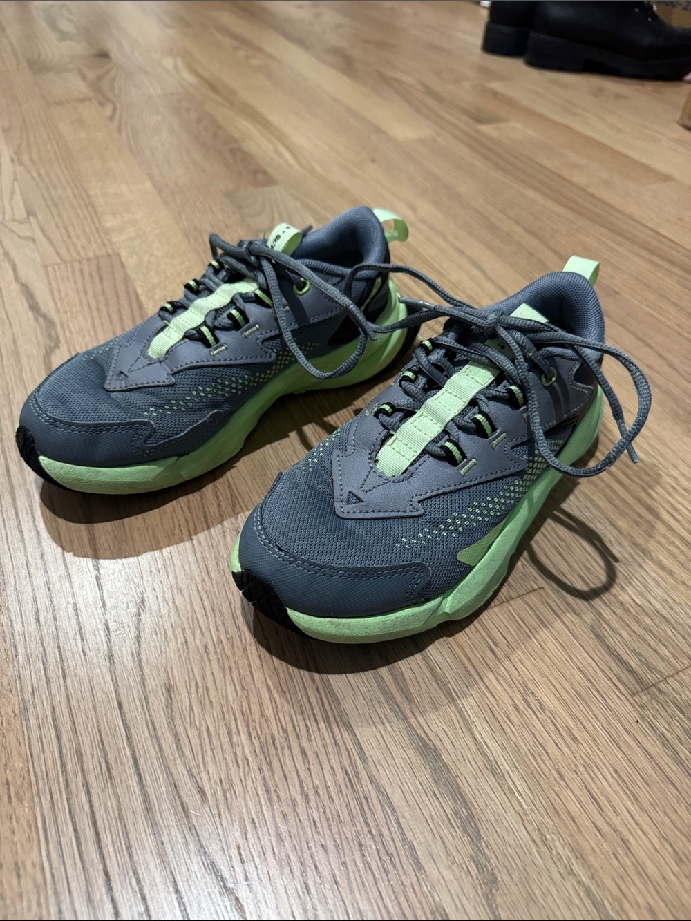Under Armour Kids Gray and Lime Athletic Sneakers